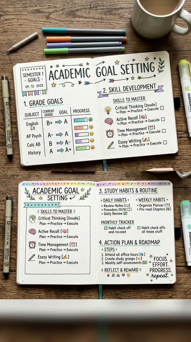 15 Bullet Journal Monthly Spread School Ideas