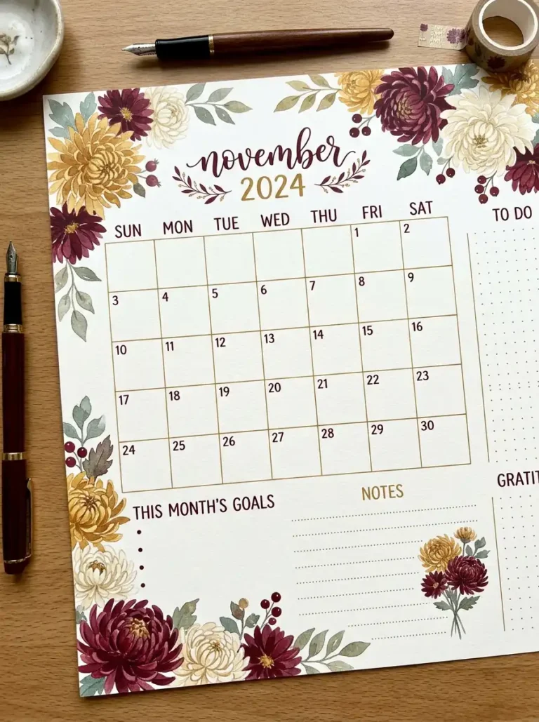 16 November Bullet Journal Calendars