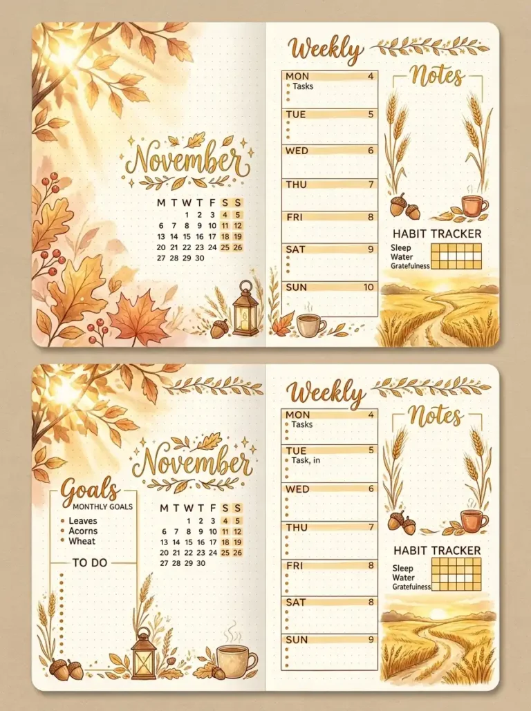 15 November Bullet Journal Themes